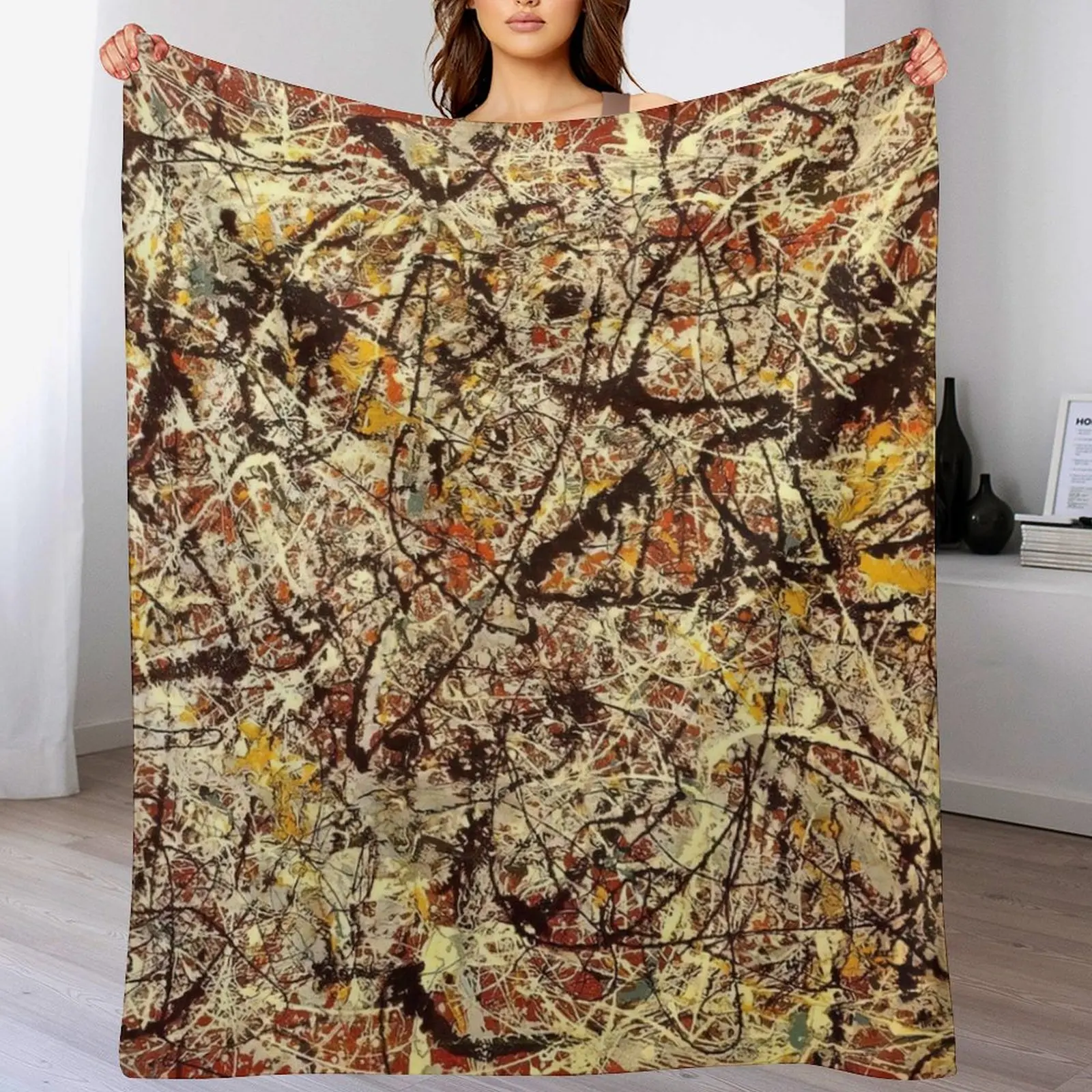 Jackson Pollock Painting, Jackson Pollock Artwork, Jackson Pollock Art Style Throw Blanket decorative Blankets