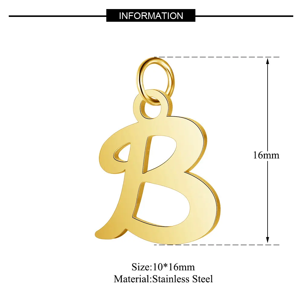 10pcs/lot Alphabet A-Z Letter Stainless Steel DIY Jewelry Charm Wholesale Initial Necklace Making Pendant Never Fade Top Quality