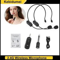 Nuevo Conjunto de micrófono Lavalier inalámbrico montado en la cabeza de 2,4G, transmisor con receptor para amplificador, altavoz de voz, guía turística de enseñanza