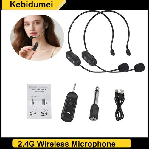 Nuevo Conjunto de micrófono Lavalier inalámbrico montado en la cabeza de 2,4G, transmisor con receptor para amplificador, altavoz de voz, guía turística de enseñanza