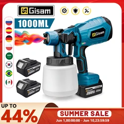 Makita-Pistolet pulvérisateur électrique sans fil, pulvérisateur de peinture haute puissance HVLP, aérographe à revêtement en acier pour meubles automobiles, batterie 18V, 1000ml