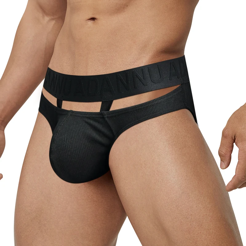 CMENIN-bañador de algodón para hombre, calzoncillos sexys con recorte de doble rayas, Slip deportivo, bragas de Fitness