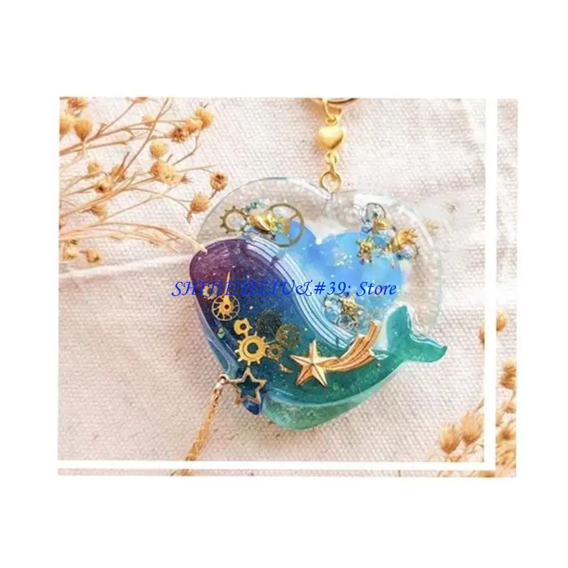 E21F Resin Dolphin Mold Silicone Molds Resin Casting Shaker Mold for DIY Pendant Keychain Charm Jewelry Making