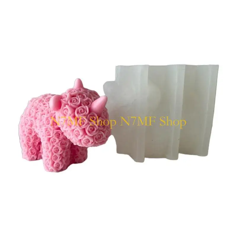 

N7MF Rose Series Animal Silicone Mold Diy Rabbit Bear Decor Mold