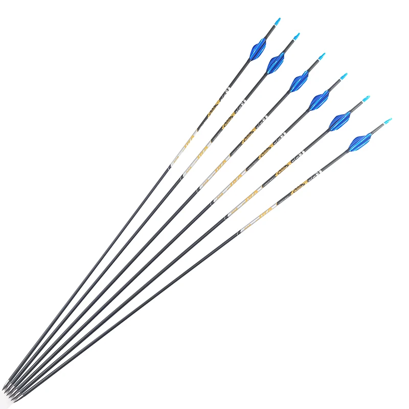 

6/12pcs Pure Carbon Arrow Spine350-900 ID4.2mm with 1.8inch Spin Vanes Spiral Feather Recurve Compound Bow Hunting Shooting