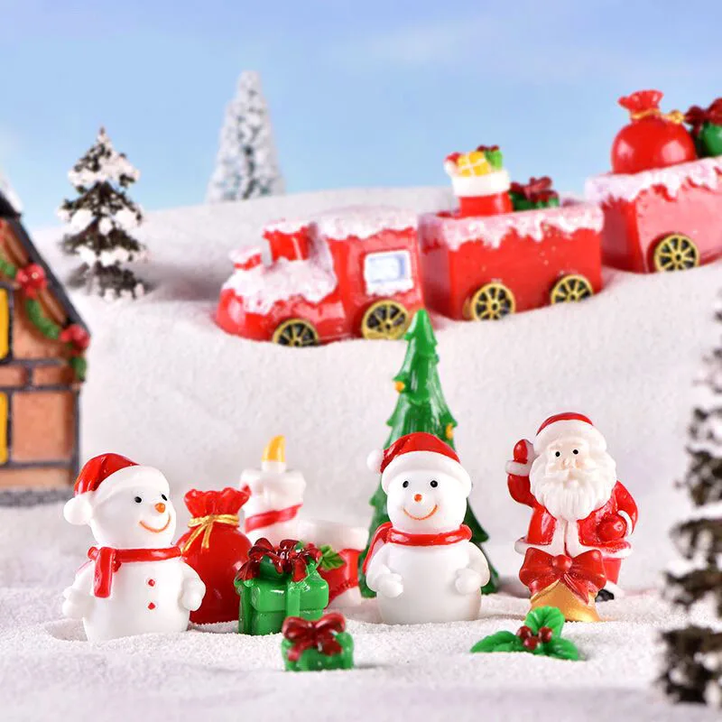Miniatura Papai Noel e boneco de neve Figurines, Presente de Natal, Micro Paisagem, Ornamentos para Decorações Home, Kawaii Desk Decor, Quarto, 1Pc