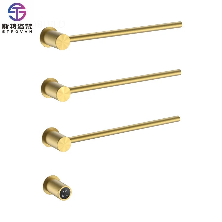 

Luxury Bathroom Gold Towel Warmer Thermostatic 3 Rods Wall Mounted Heated Towel Rails