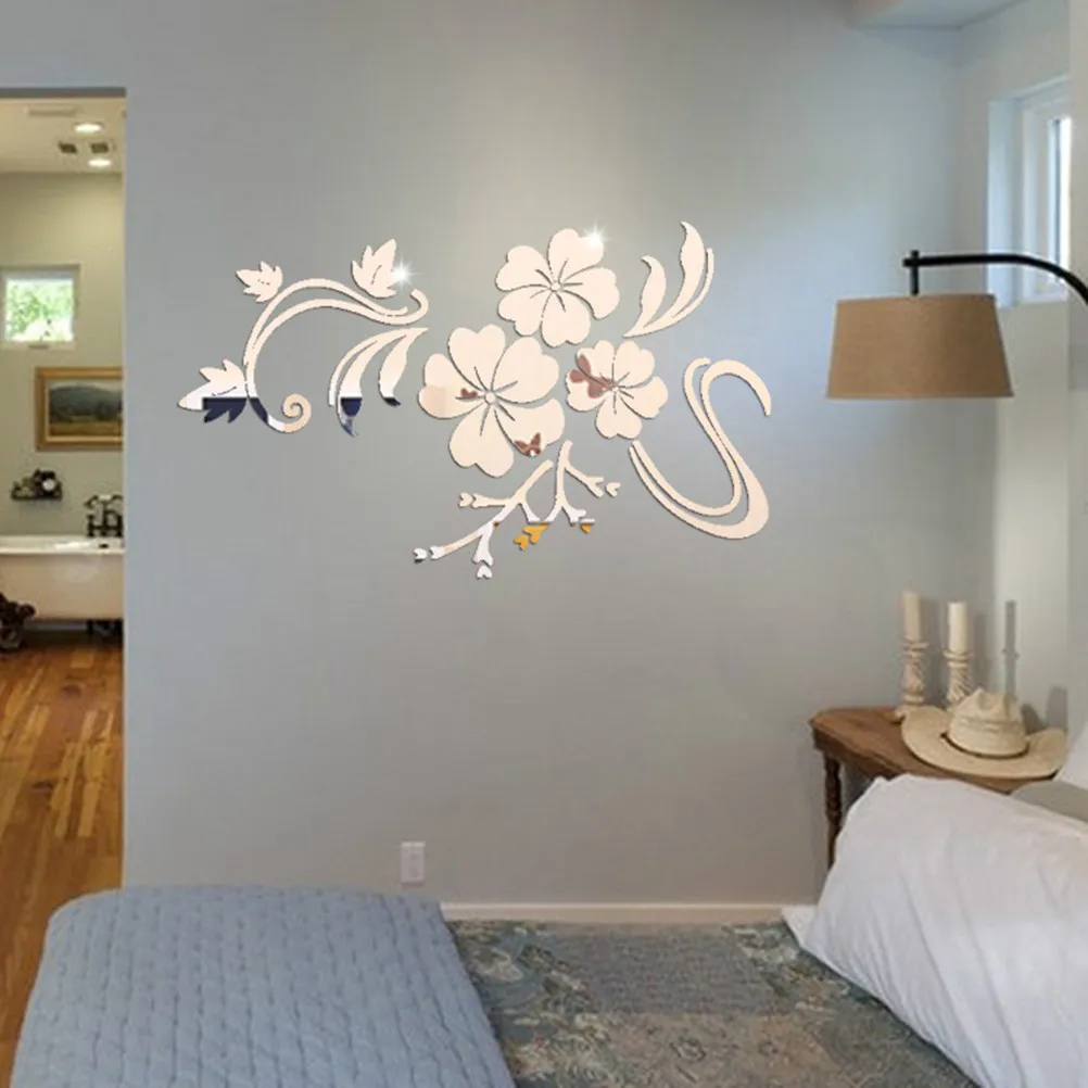 3D Flower Wall Decals Removable Self Adhesive Vine Stickers for Bathroom Bedroom Home Decor