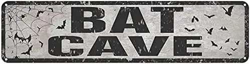 Bat Cave Metal Street Sign Vintage Rustic Decor Coffee Shop Bar Bedroom Home Wall Decoration Bat Cave Sign 4x16 Inch Man Cave Si