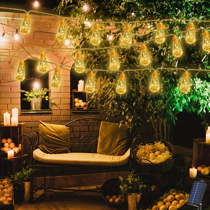 

Waterproof Solar Lights Outdoor Warm White Solar Bulb String Lights for Garden Yard Porch Wedding Party Holiday Decor Christmas