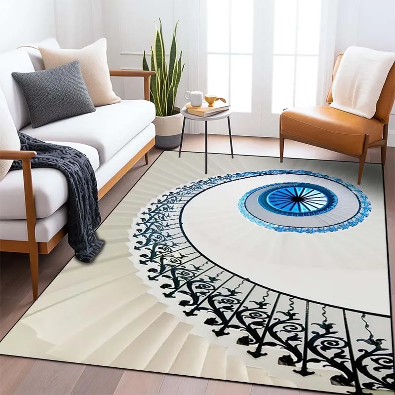 Spiral Staircase Art Pattern Living Room Bedroom Carpet Bedside Bathroom Floor Mat 15 Sizes Custon Pattern Area Rug Home Decor