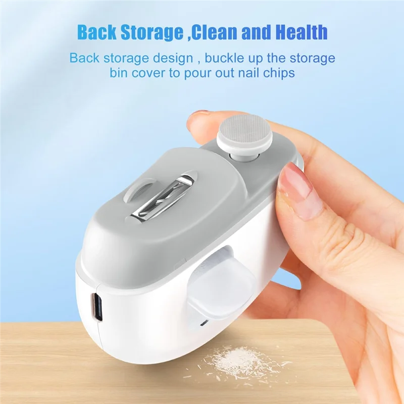 ELEG-Nail Clipper Electric Nail Clipper With Light & 2 Speeds, Fingernail Cutter And Polisher Nail Scraps Storage Rechargeable