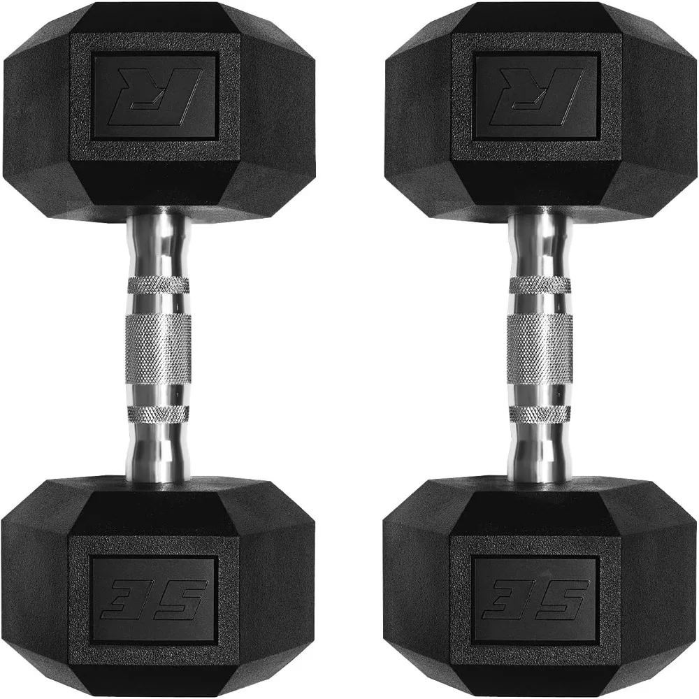 RitFit 5–650 LBS PVC-beschichtete Sechskanthanteln mit optionalem Aufbewahrungsregal für das Heim-Fitnessstudio, Handgewichte mit Chromgriff für Krafttraining