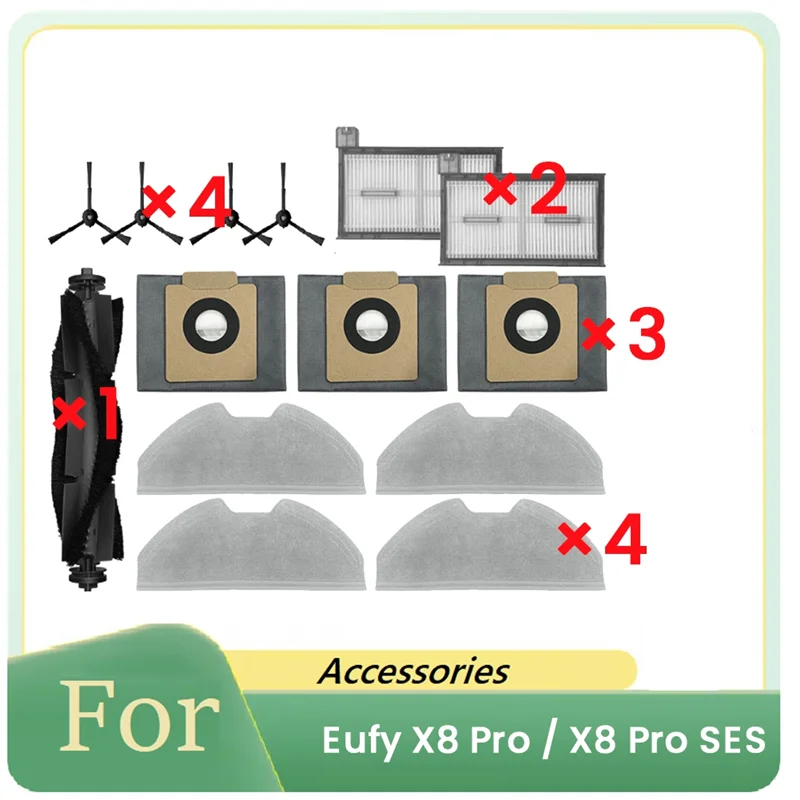 

AEB1-14 шт. для Eufy X8 Pro/X8 Pro SES, запасные части для робота-пылесоса, основная боковая щетка, фильтр, тряпка, мешок для пыли