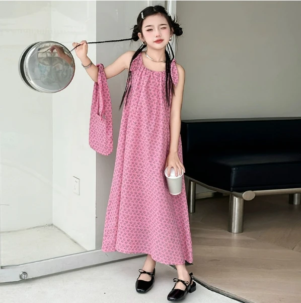 

Girls Skirts 2025 Summer New Childrens Clothes Baby Girls Embroidery Retro Flying Sleeve Lace Skirt Casual Simple Daily