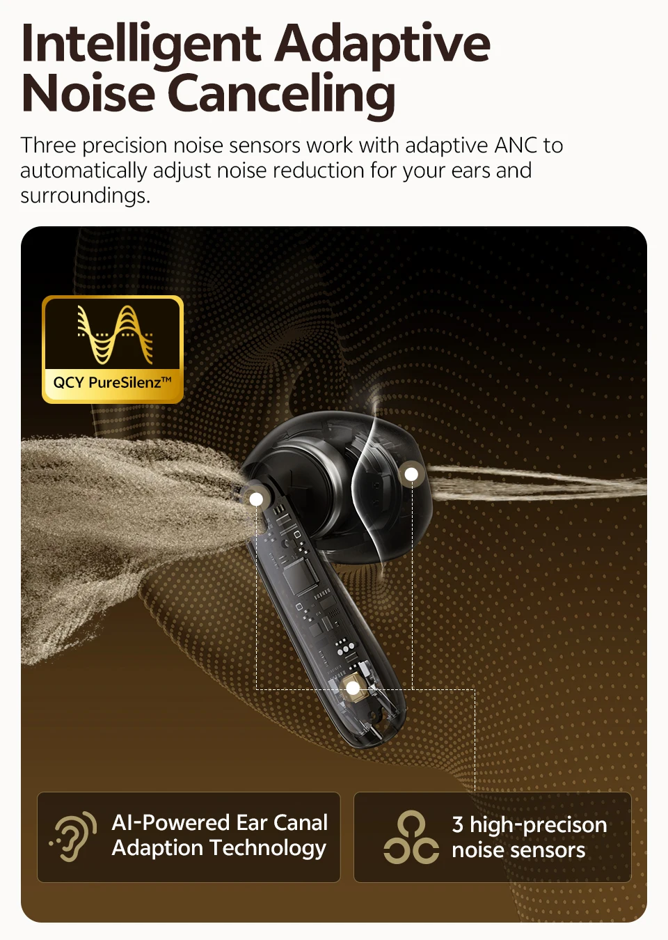 QCY AilyBuds E50 Kabelloses Ohrhörer BH25HT11A Echtzeit-Adaptive ANC Bluetooth 6.0 Ohrhörer LDAC Hi-Res 6 Mikrofone Multipoint-Verbindung – Detail 5
