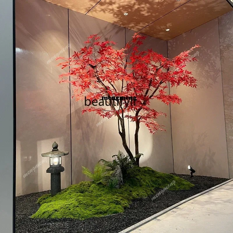 Simulation red maple tree maple leaf tree large shopping mall window decoration landscape tree landscaping green plant ornN