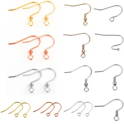 20-50pcs Rose Gold Color Stainless Steel Earring Hooks Earrings Clasps Findings DIY Earring Wires For Jewelry Making Supplies