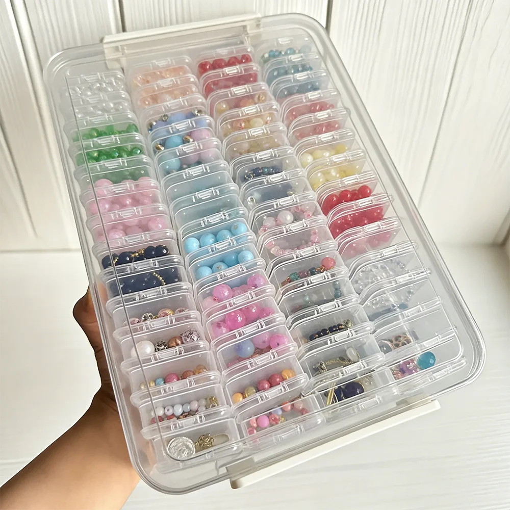 

60Gird Transparent Plastic Storage Boxes Snap Lids and Removable Trays Bead and Jewelry Organizer for Diamond Painting, Embroid