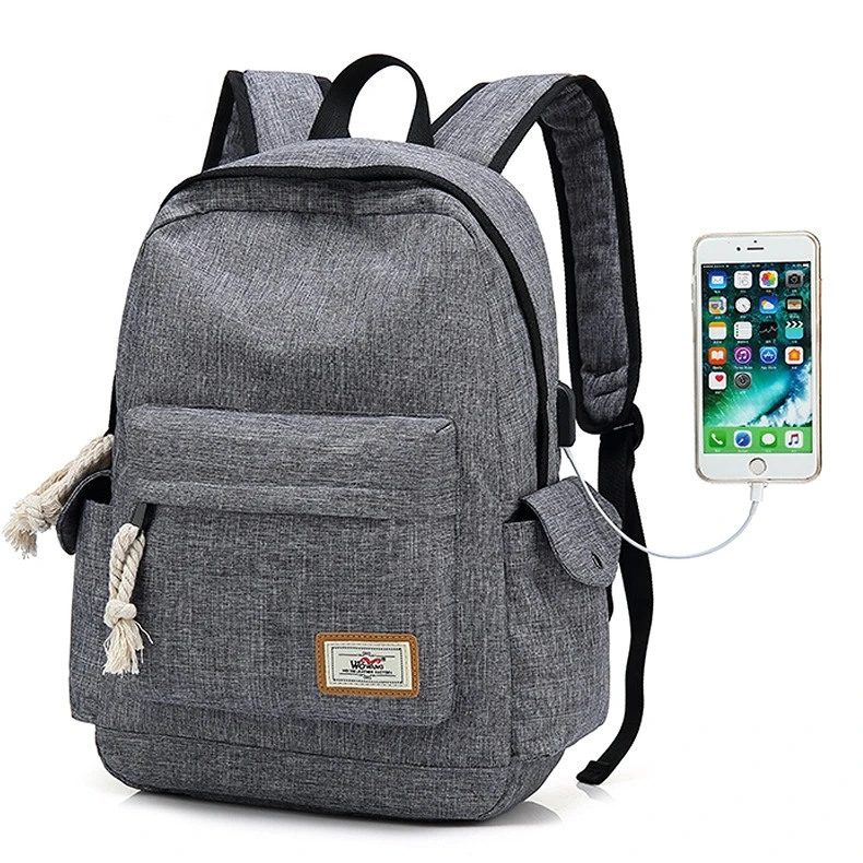 Neue Lade Interface Rucksack Solide Nylon Rucksack Casual Wasserdichte USB Student Tasche