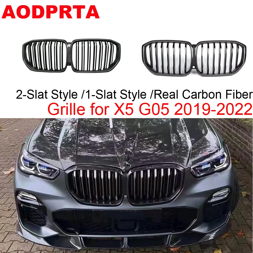 

G05 Grille Real Carbon Fiber Front Bumper Grill Grid for BMW X5 G05 2019-2022 xDrive30i xDrive40i