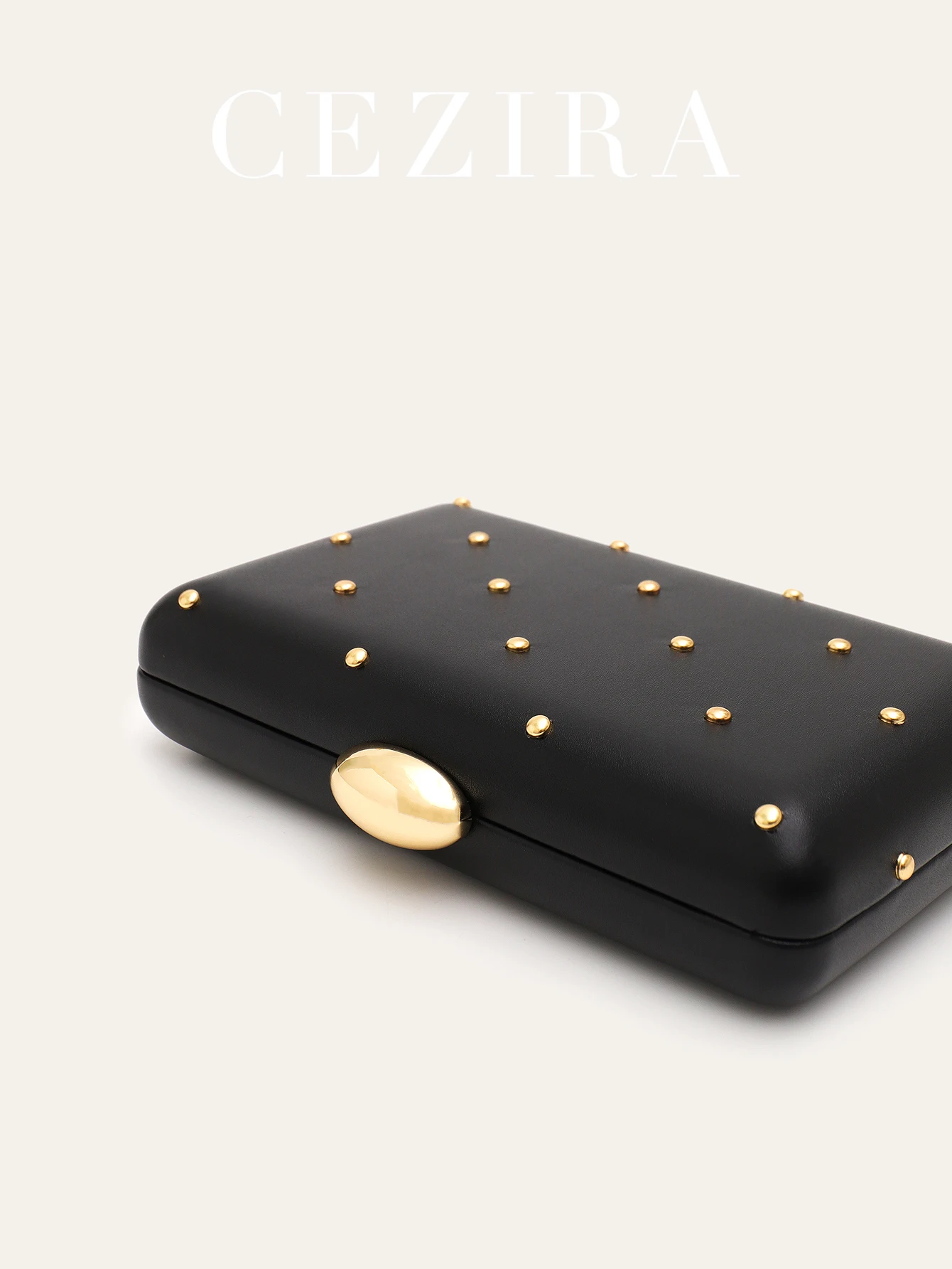 Moda feminina elegante glamourosa pu couro vegano embreagem luxo rebites caixa quadrada bolsa longa corrente saco de noite festa feriado