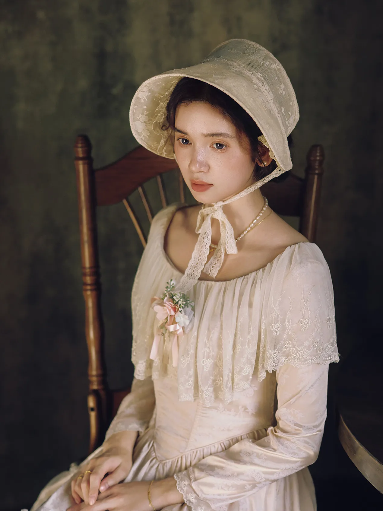 Women Original Design Lace Hats Fedoras Vintage Pastoral Palace Style Elegant Lace Bonnet Wedding Dress Hat