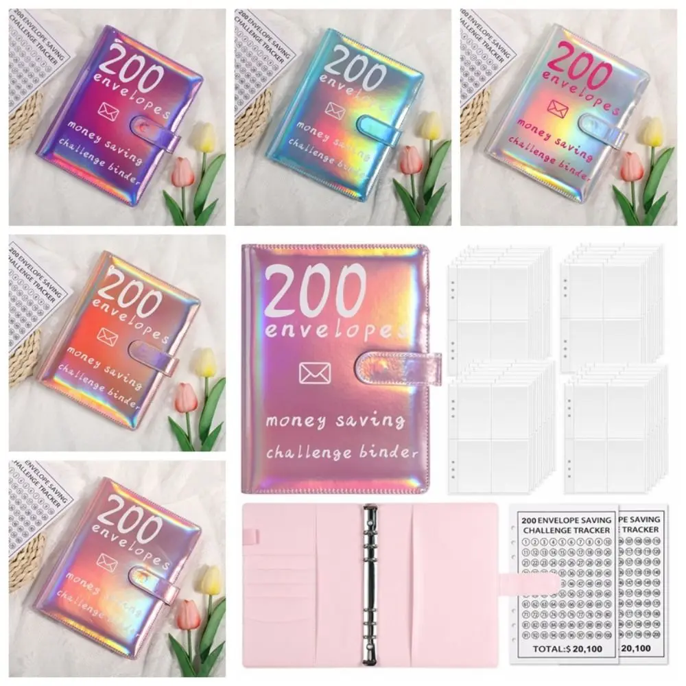 

Financial Management Envelope Challenge Binder Habit Cultivation Money Saving Envelope Challenge Notebook PU Dazzling Colors