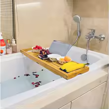 Extendable Spa Bathtub Bamboo Tray
