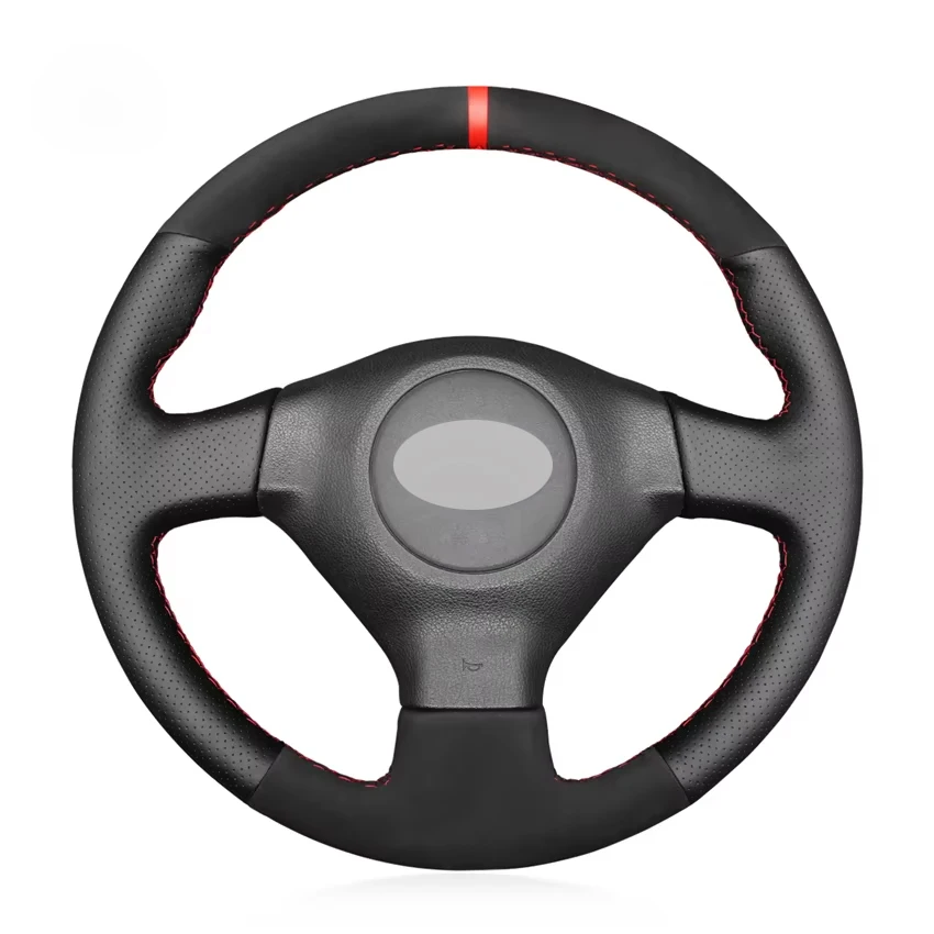 Alcantara Steering Wheel Cover Wrap Genuine Leather Red Thread Car Accessoires Specifically for Subaru IMPREZA OUTBACK FORESTER