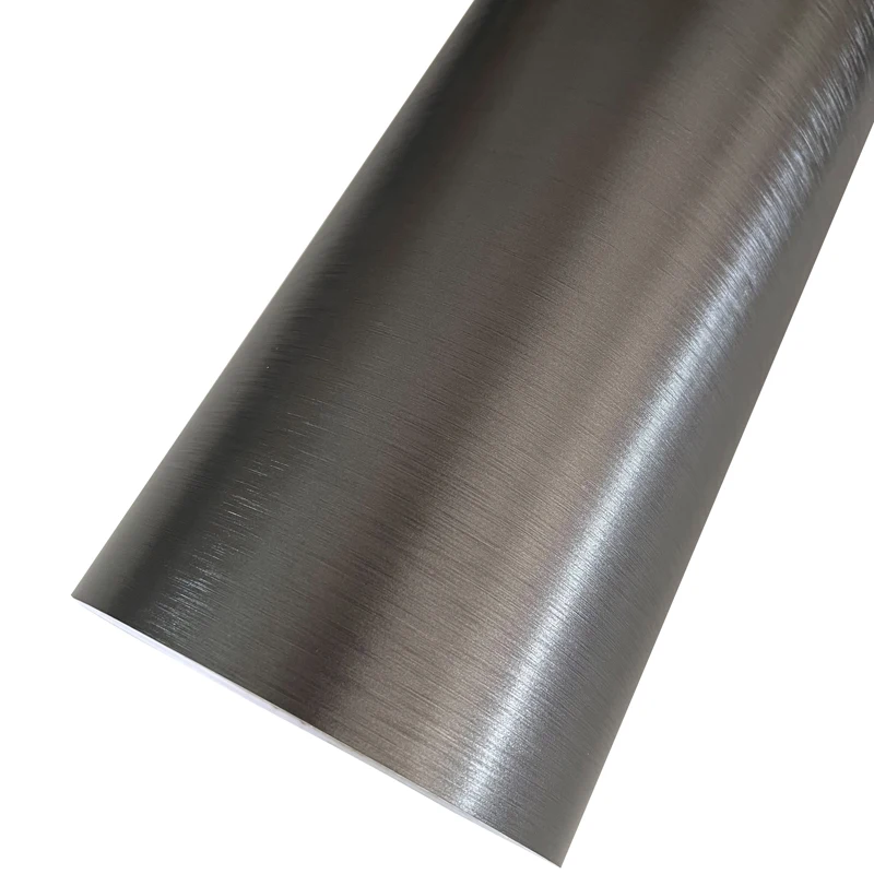 

Premium Steel Chrome Gunmetal Dark Gray Brushed Metallic Vinyl Wrap Roll with Air Release Self Adhesive Decal Car Wrapping Film