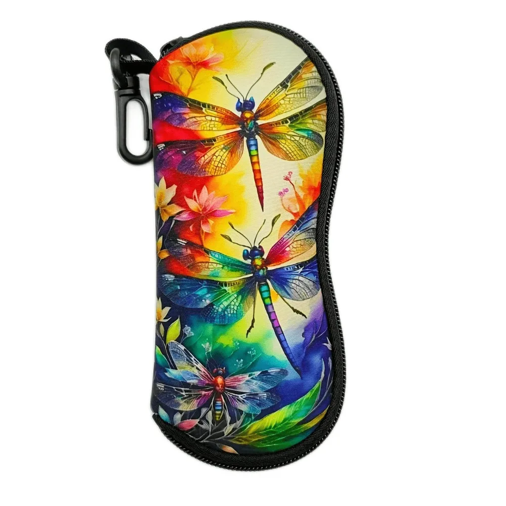 

Nylon Sunglasses Storage Bag with Keyring Solid Color Sunglasses Pouch Portable Durable Hanging Sunglasses Eyewear Accessories