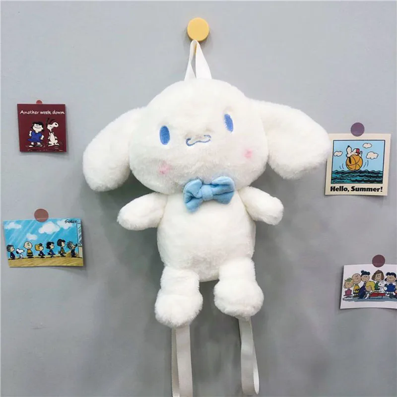 Official Sanrio Cinnamoroll Plush Backpack Cute Blue Bow Plushie Doll Bag Squishy Fluffy Crossbody Bag for Girls Fans Students