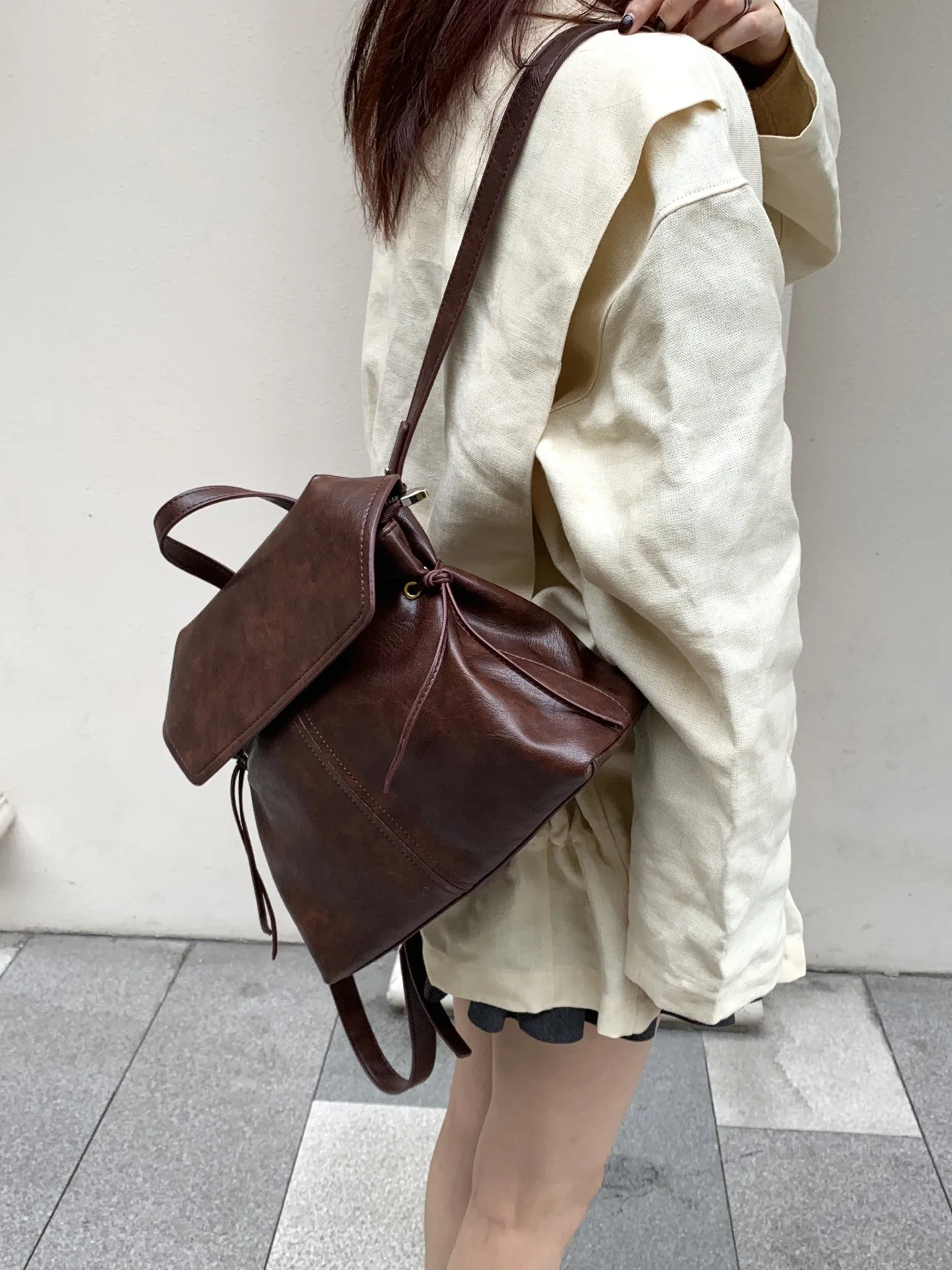 

FIRMRANCH Vintage Preppy Style Large Capacity Textured Commuter Backpack Fashionable Versatile Women's Travel Bag