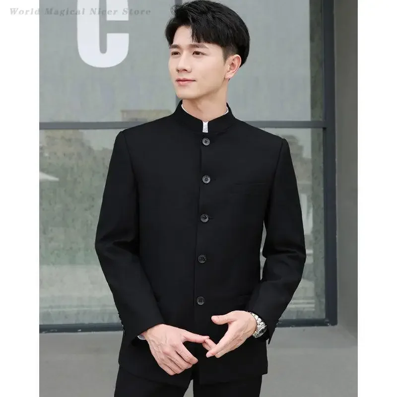 

Vintage Chinese Zhongshan Jacket Pant Suit Elegant Classic Academic Uniform for Male Chinese Traditional Clothes Business Suits