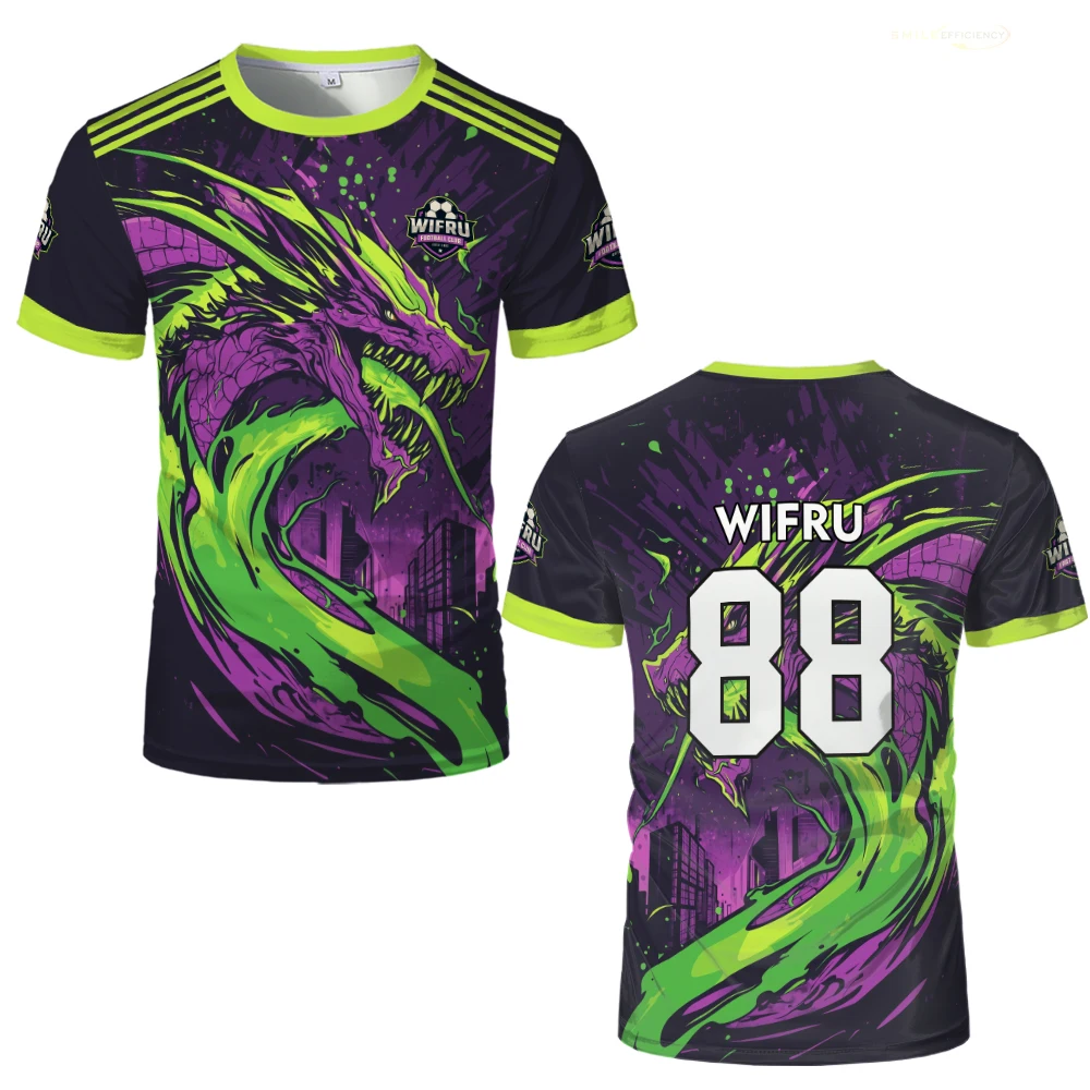 جديد التنين فرسان جيرسي HD ثلاثية الأبعاد تي شيرت مطبوع التجفيف السريع المتضخم تنفس الرجال بلايز عادية كرة قدم رياضية جيرسي