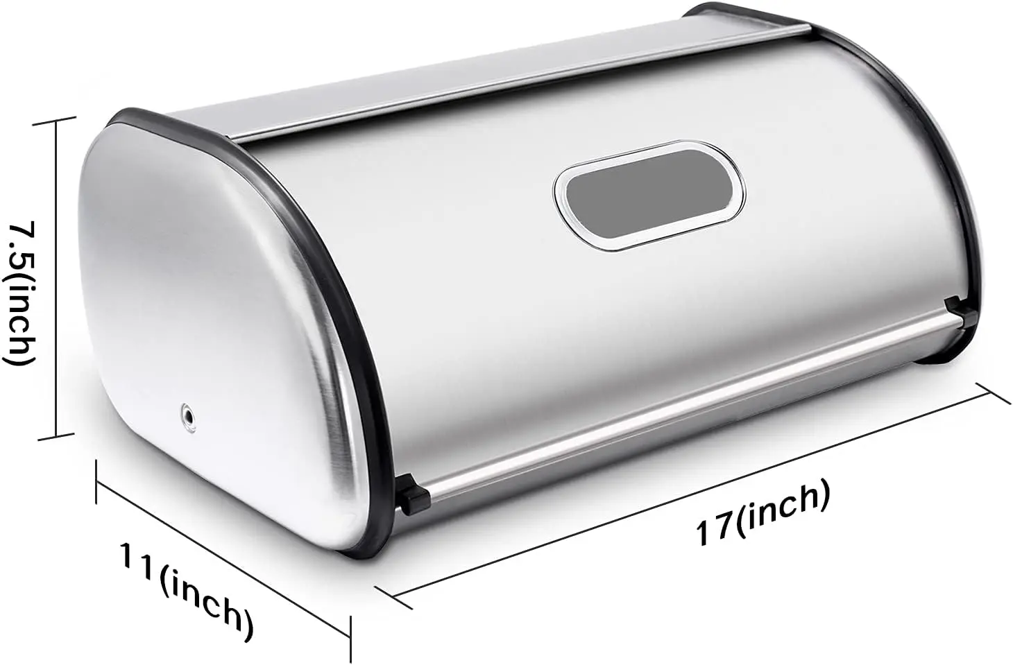 Stainless Steel Bread Storage Box with Roll-Up Lid, Large Capacity 17x11x7.5 Inches for Kitchen Countertop