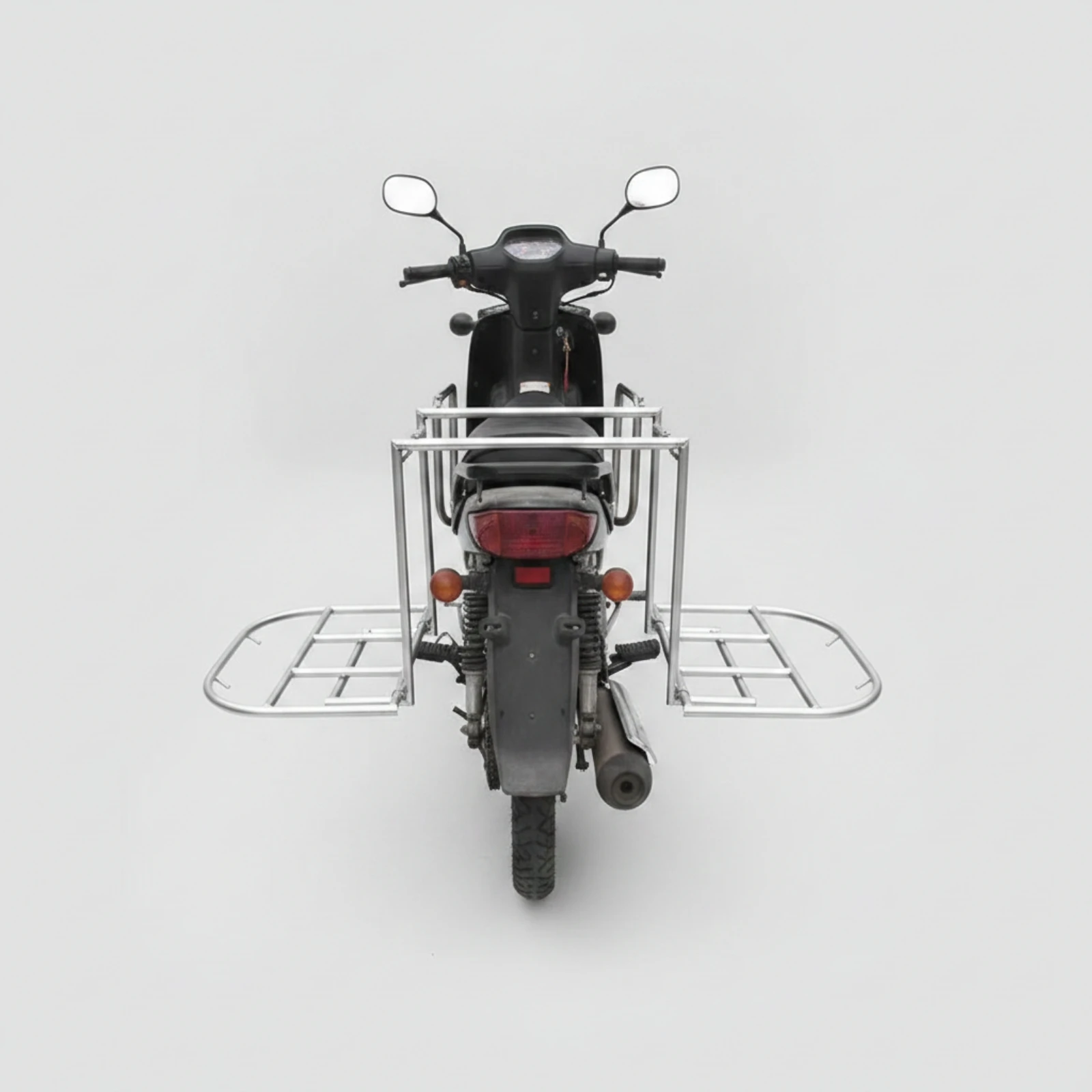 Motorcycle Rear Cargo Rack Adjustable Motorcycle Carrier with Side Platforms Rear Cargo Rack Cylindrical Metal for Motorcyclists