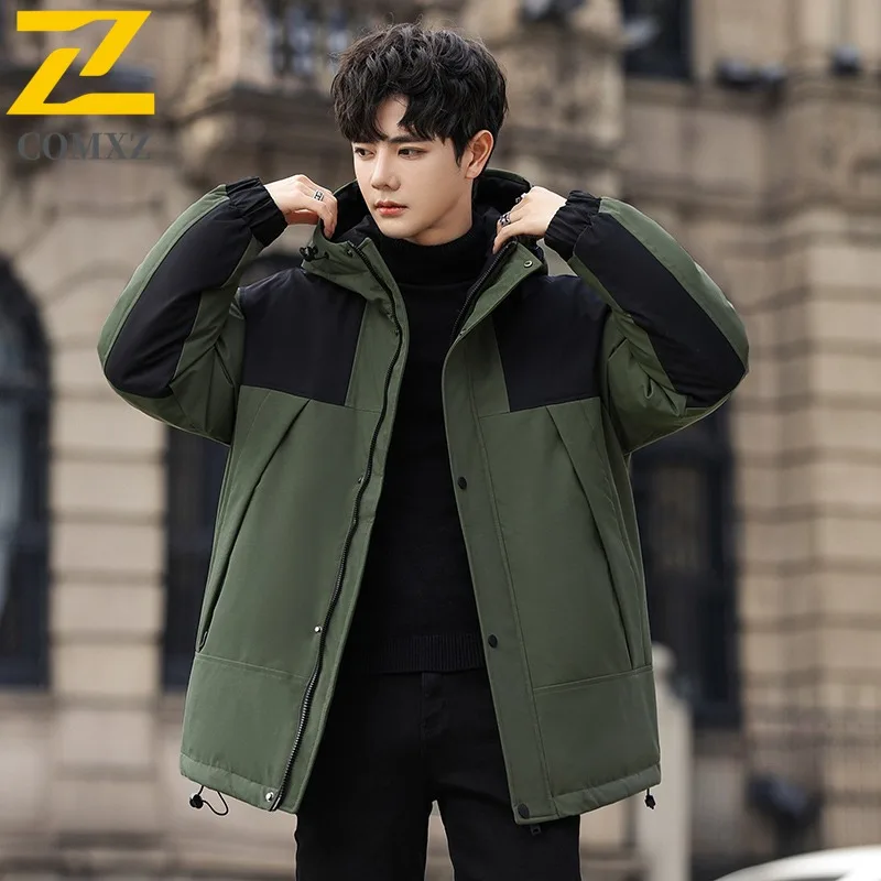 COMXZ 2025 Heren Dames Fleece gevoerde verdikte opstaande kraag Winterjas Waterdicht Winddicht Buitensporten Omkeerbare jas