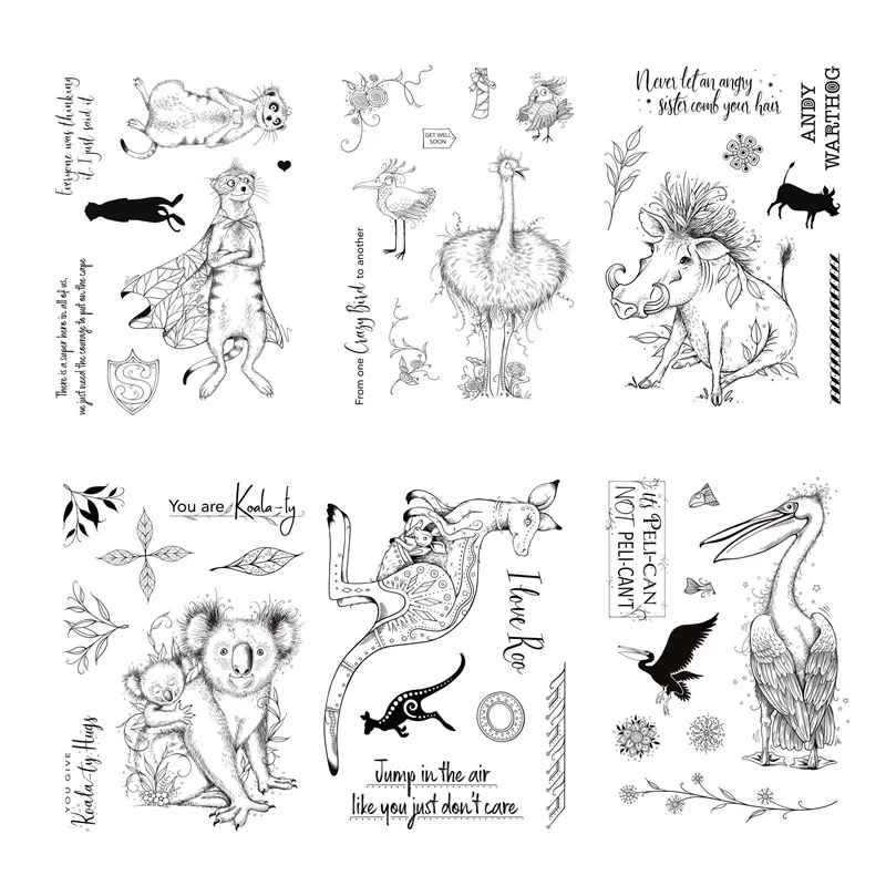 Sellos transparentes para álbum de recortes, sellos transparentes de 15x20CM para tarjetas artesanales de superhéroes, Pelican, Koala, canguro, novedad de 2022