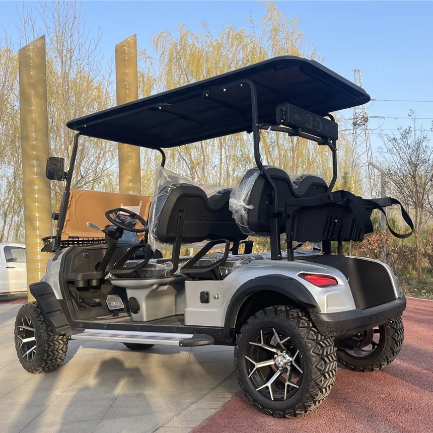 New Model Style Electric Golf Cart Club Car High Strength Steel Safety New Energy Electric Golf Cart With Roof Ambient Light