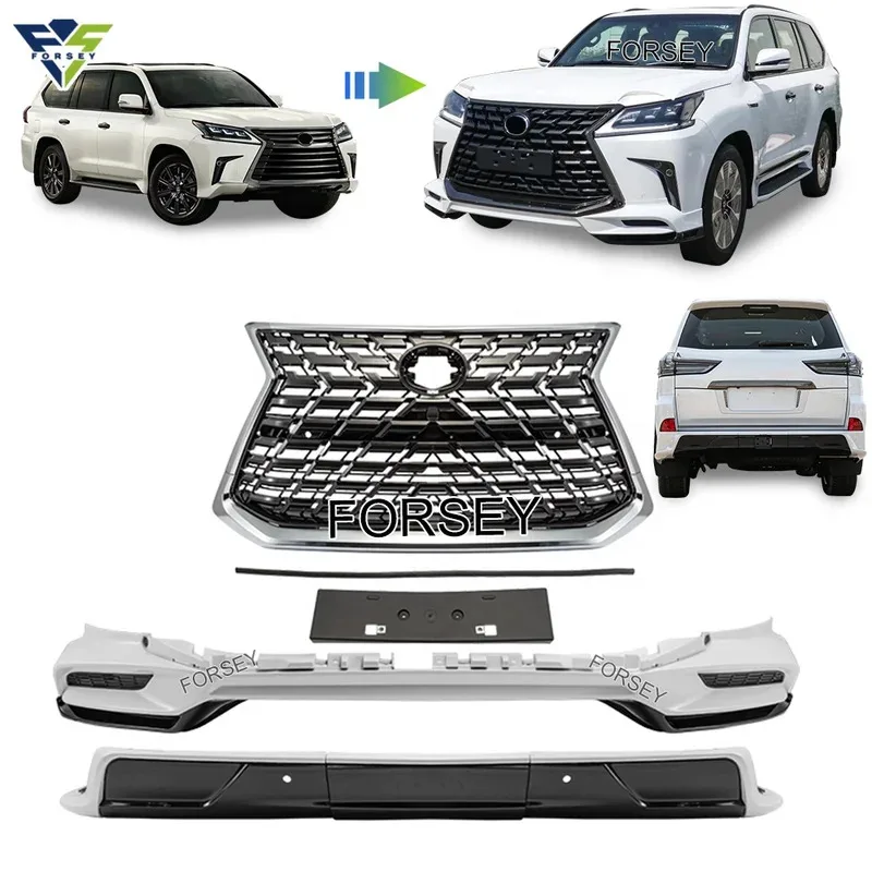 

2021 LX570 Body Kit Sport Plus Kuro Style White& Black Edition lx Body Kit Grille Bumper Front