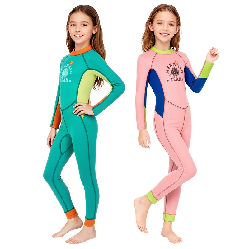 

Kids Neoprene Wetsuit 2.5MM One Piece Long Sleeve Keep Warm Girls Diving Surfing Swimming Suit Thermal Swimwear For Water Sports
