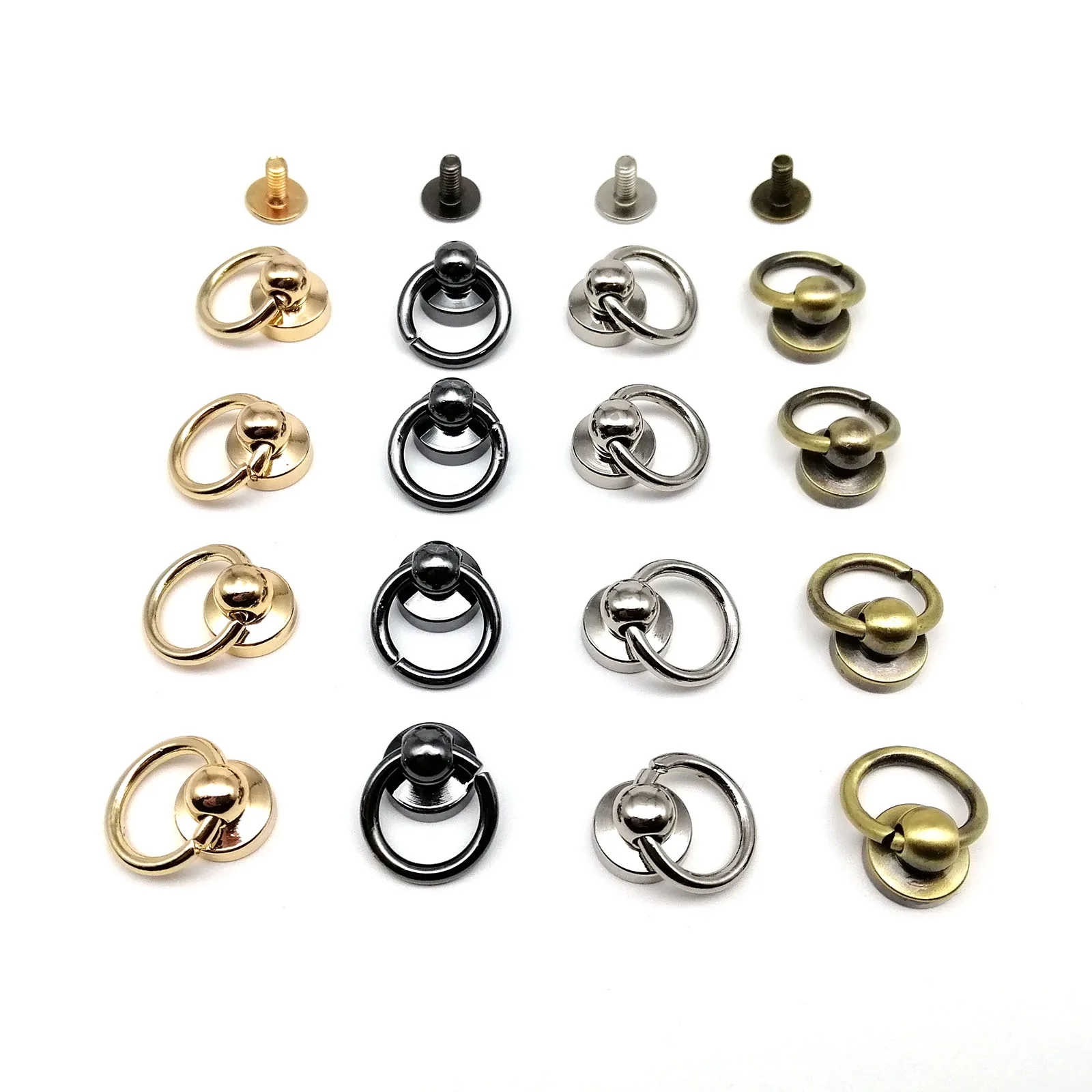 10 قطعة عالية الجودة الصلبة صمام كرة نحاسية مسمار برغي شيكاغو برغي عودة برشام مسمار مع O حلقة للجلود حزام حقيبة جراب هاتف لتقوم بها بنفسك #2