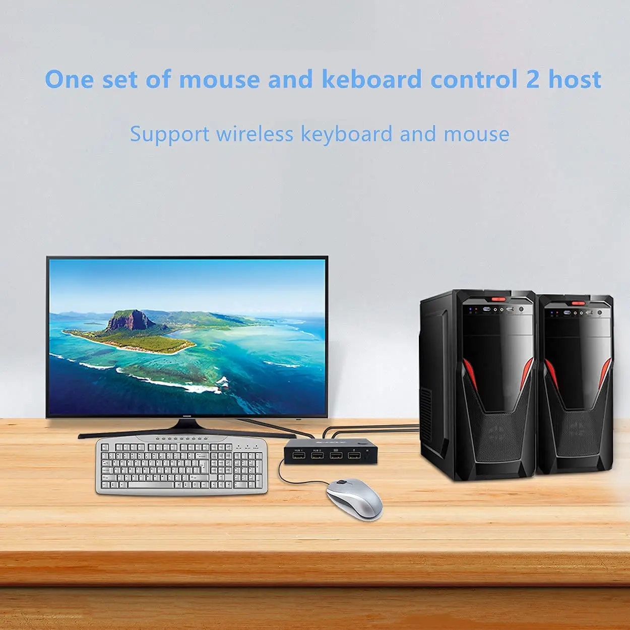 Commutateur KVM HD 4K, 2 en 1, USB, clavier, souris, affichage partagé, contrôleur de synchronisation, accessoires informatiques