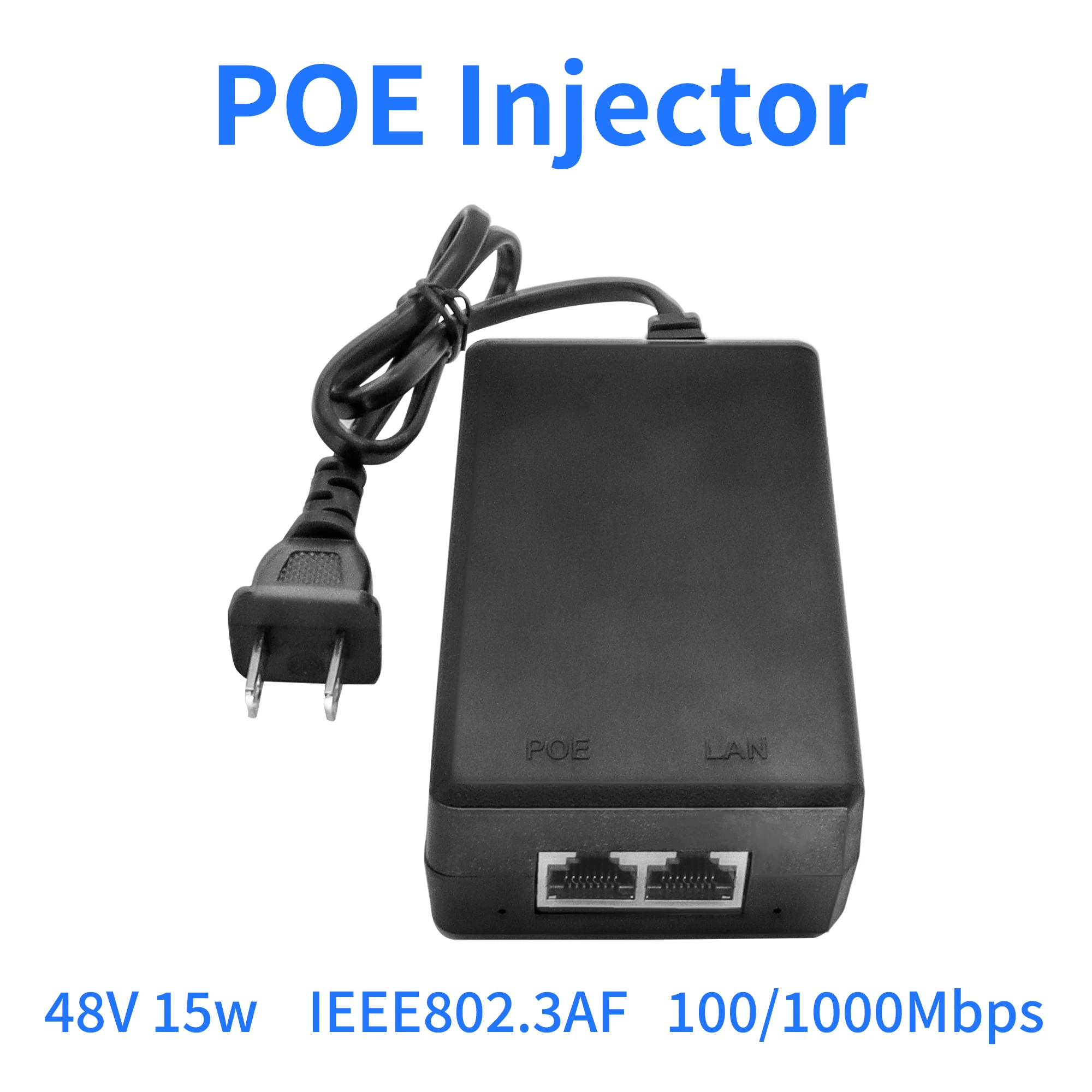 48V POE Injector Adapter Power Supply,100/1000Mbps,IEEE 802.3af,Wall/Desk mount, Amcrest/Hikvision/Polycom Camera and phones