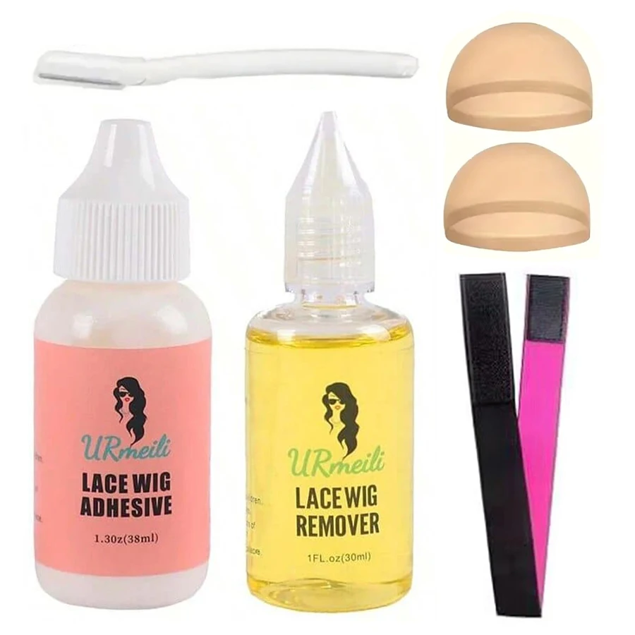 

Wig Glue Waterproof Adhesive for Bonding Lace Toupee Front Closure 6pcs/set Travel Size Wigs Extension Kit for Beginners