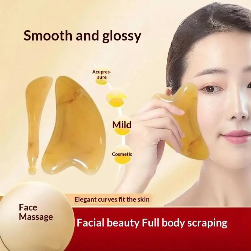 {QTG333} 1/2 Pcs Face Eye SPA Massager Plate Skin Scraping Resin Guasha Massage Board For Head Neck Back Body Legs