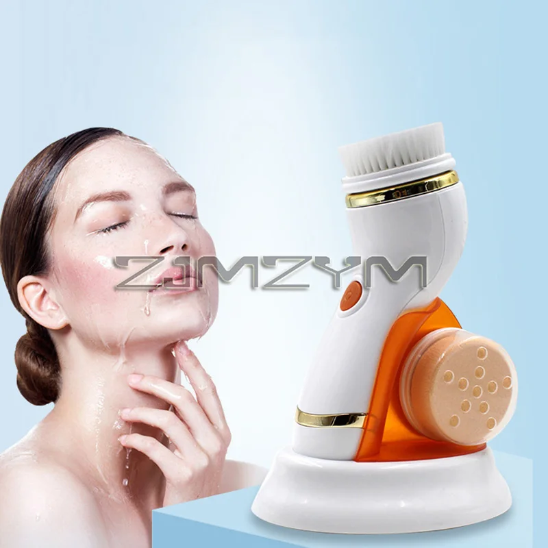 

4 In 1 Electric Facial Cleansing Brush Massage Rechargeable Pore Face Cleaning Device Skin Care Brush For Face