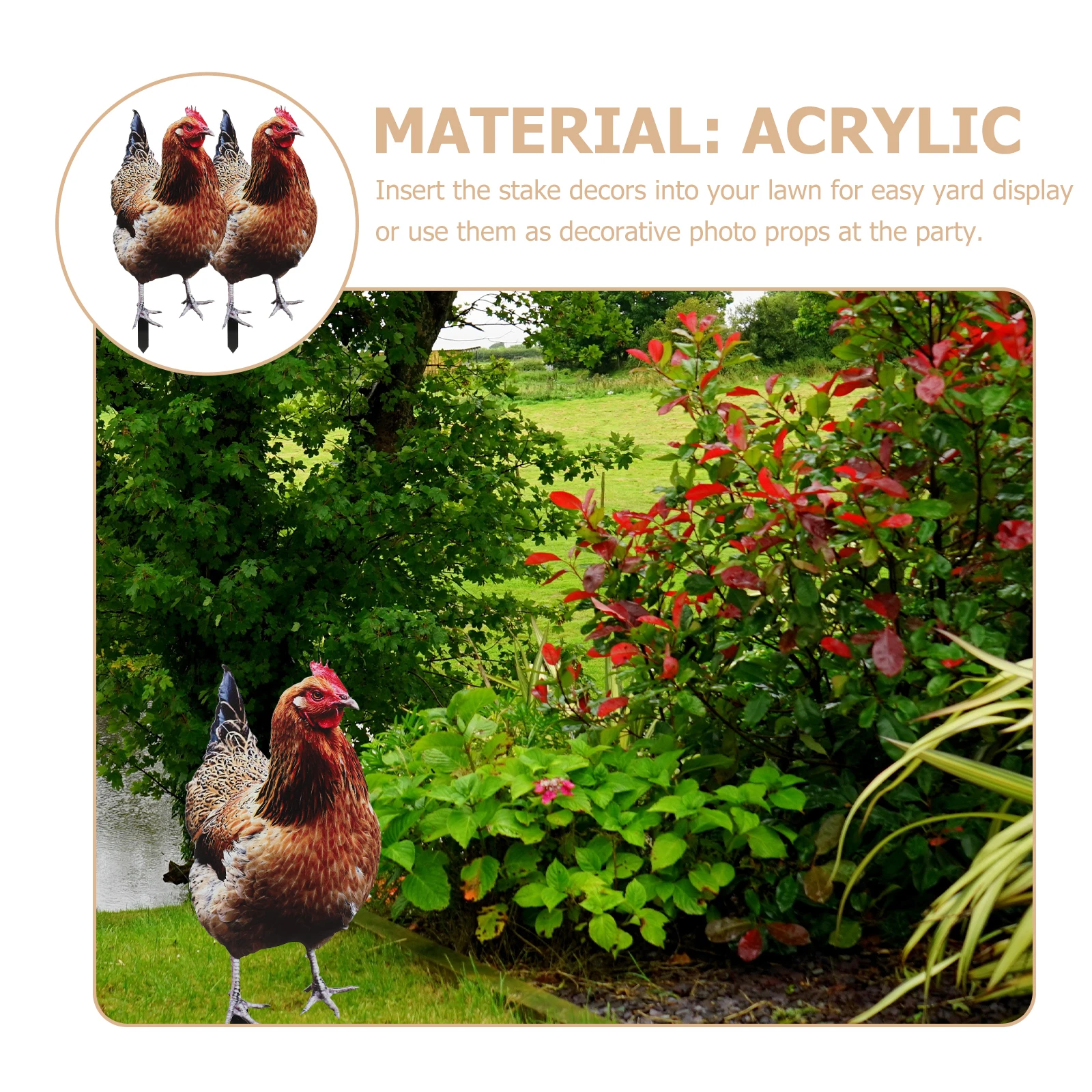 

Simulated Hen Decoration Chicken Sculpture Coop Signs for outside Acrylic Outdoor